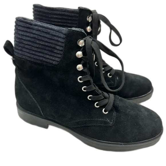 Splendid Sloane Black Suede Lace-Up Combat Boots Size 9 - Picture 1 of 16